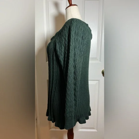 Lane Bryant Cozy Forest Green Cable Knit Sweater - Picture 5 of 14